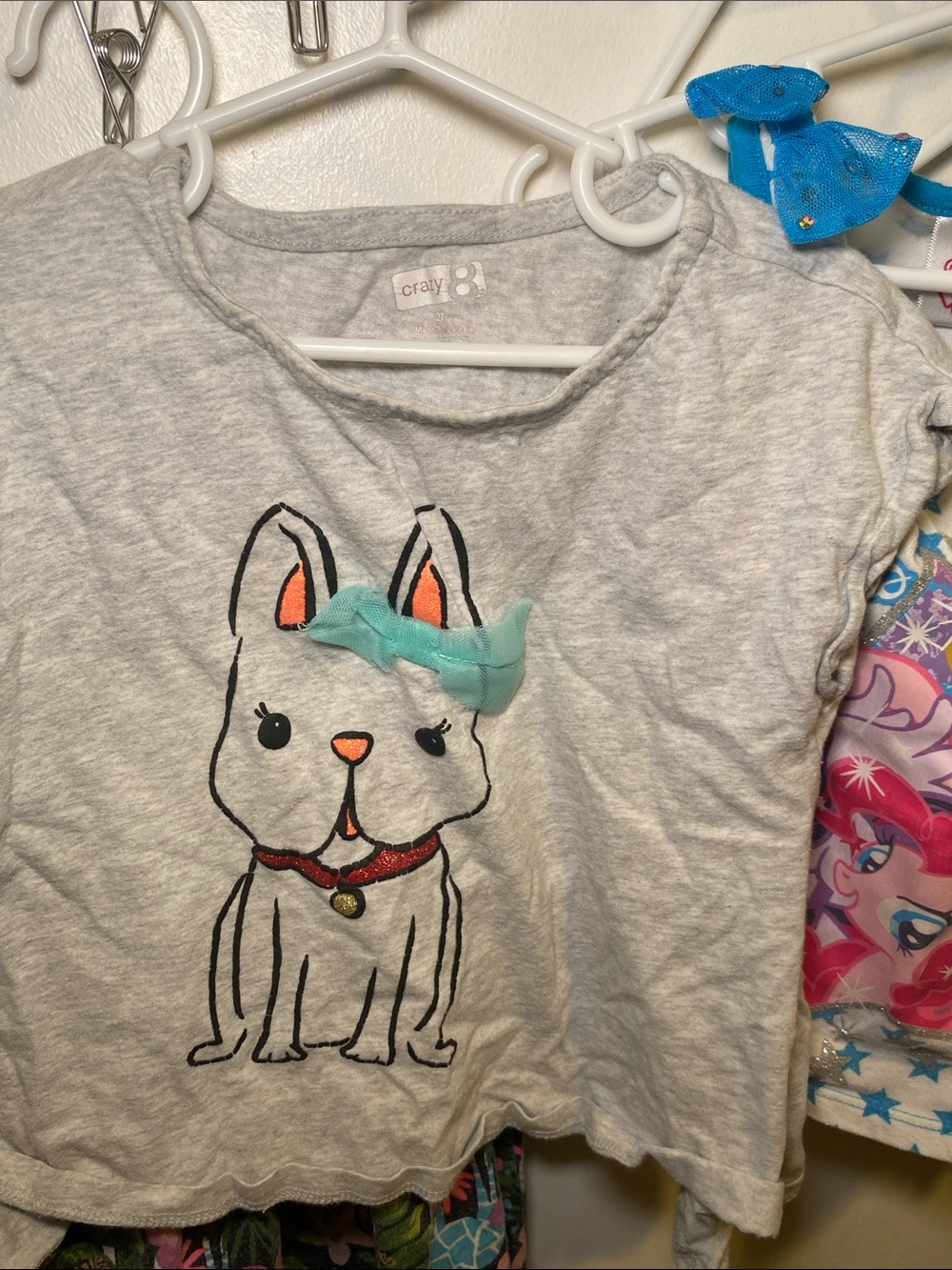 2T-3T Little Pony Pajama top, floral dress, blue jacket, dog grey top - Picture 3 of 6